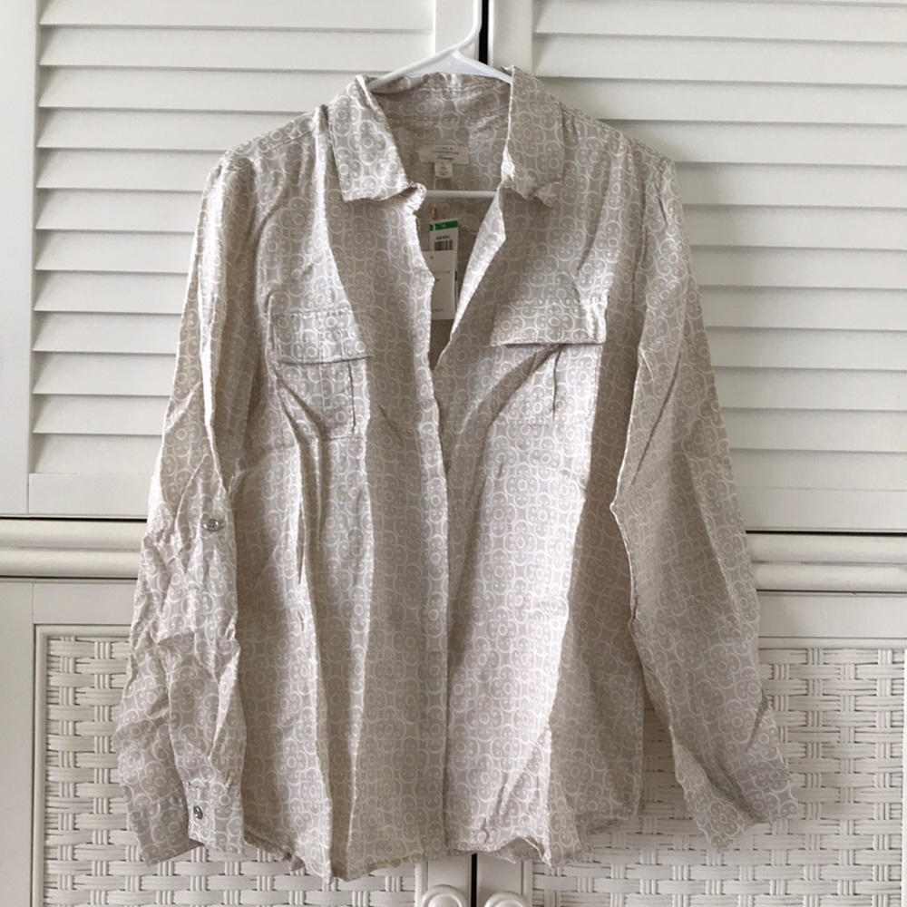 Charter club linen button down shirt large NWT